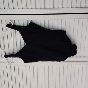 Gottex silver size 16 Rib black one piece swim